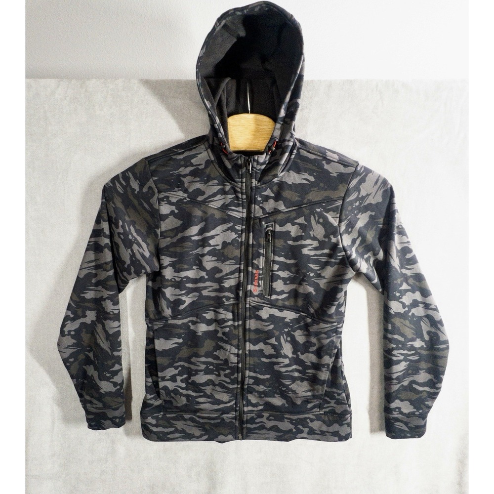 Simms Fishing CX Hoodie Hoodie Mens Medium Gray Camo Fleece Lined Gorpcore